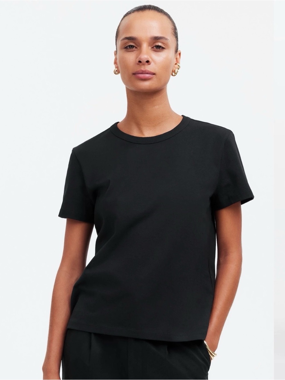 Madewell The Perfect Crewneck Tee in Allday Jersey Jet Black Various Sizes